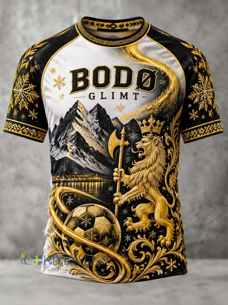Mäns Bodø Glimt Lagmönster Skriv ut T-shirt - som bild / S