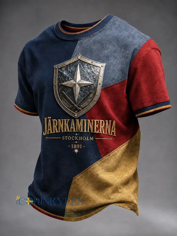 Mäns Djurgården Hockey Patchwork Casual T-shirt - som bild / S