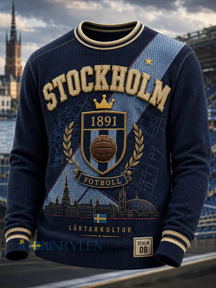 Mäns Djurgårdens Om Sverige Våffle Lång ärm T-shirt - A / S