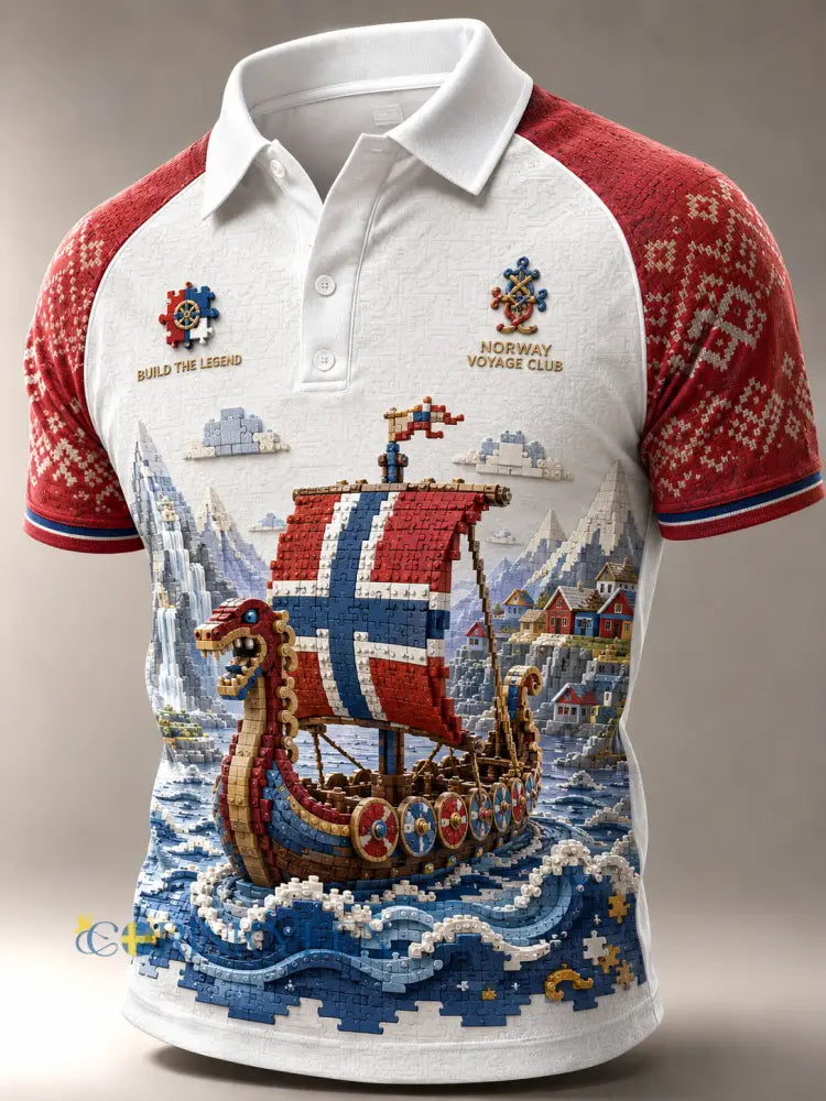 Mäns enorwegian Vikings konst Print Polo tröja - A / S
