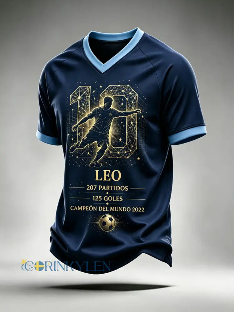 Mäns fotboll Legend Pensionera Memorial Casual Short Slem V-hals T-shirta - som bild / S