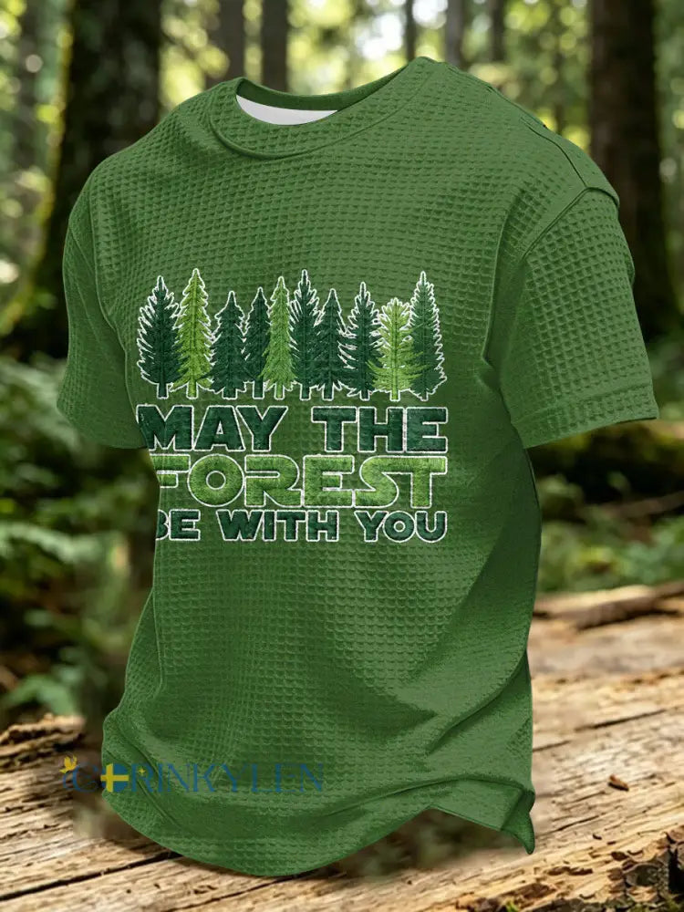 Mäns kan skogen vara med din tryckta våffel T-shirt - grönt / S