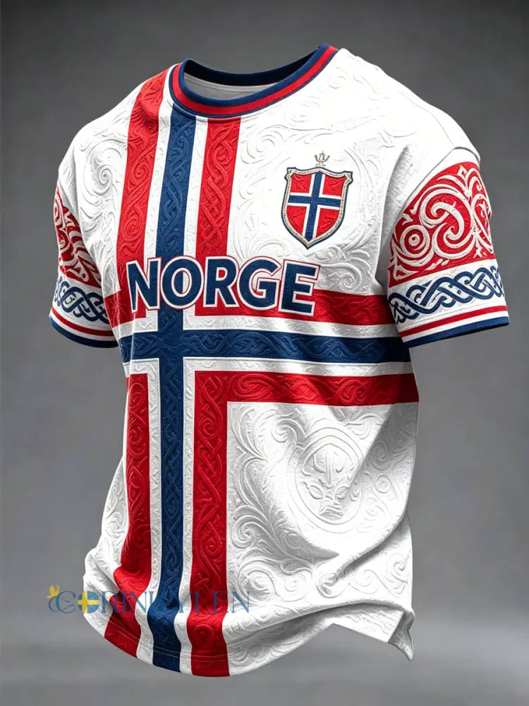 Mäns Norge Fotboll Tryckt T-shirt - som bild / S