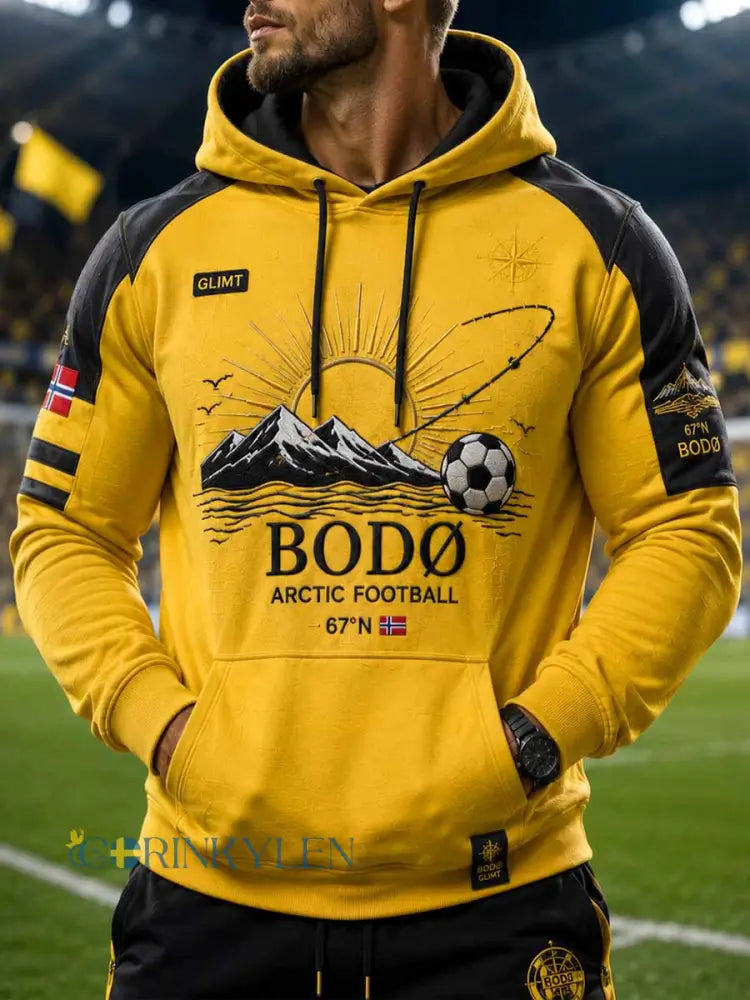 Mäns Retro Bodø Fotboll lag mönster Skriv ut Sweatshirt - som bild / S