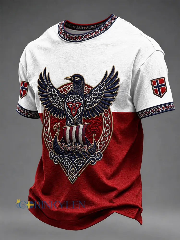 Mäns Retro Nordic-stil T-shirt med norsk konst Skriv - A / S