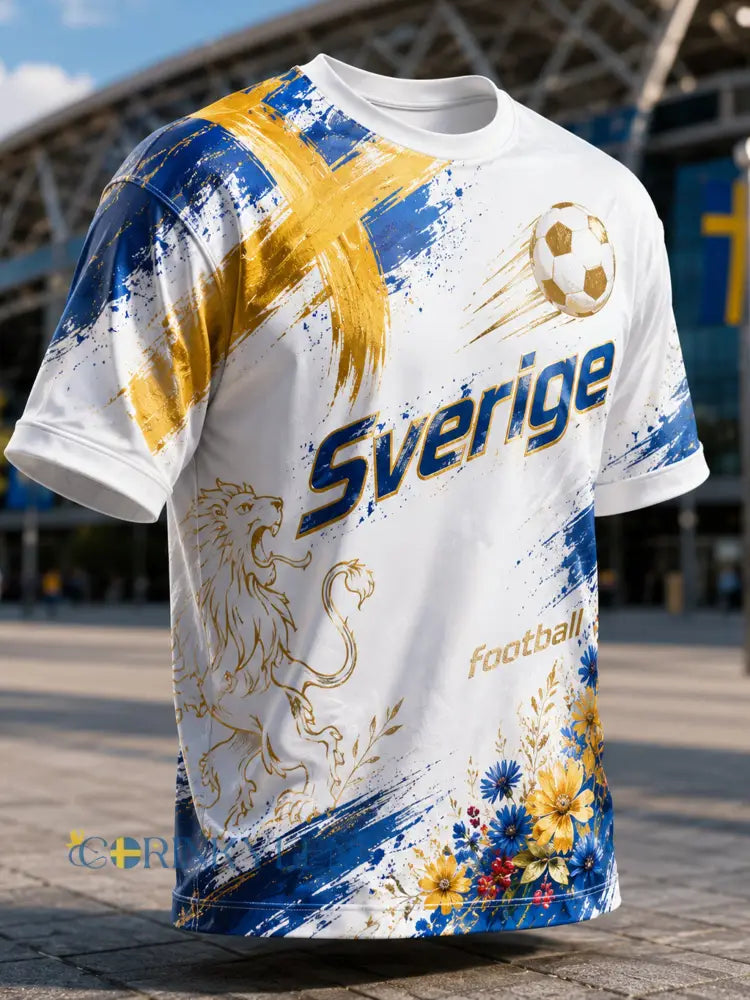 Mäns svensk fotbollsmatch hejar konst Print T-shirt - A / S