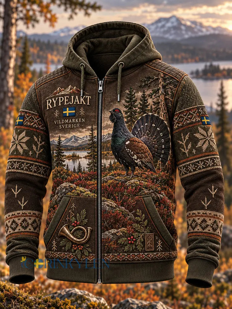 Mäns svenska jaktsäsong Zip-Up Hoodie. - A / S