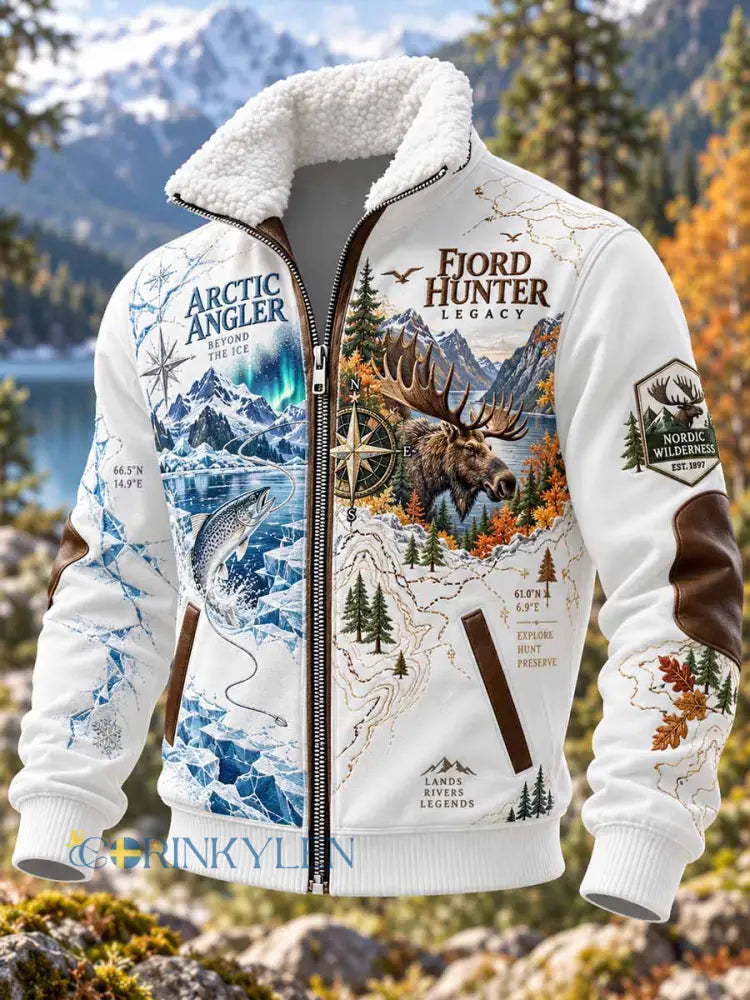 Mäns traditionella utomhus livsstil mönstrad jacka - som bild / S