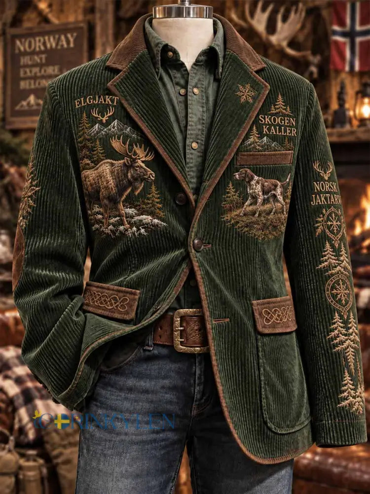 Mäns Vintage Traditionell höst jakt säsong Mönster Skriv ut Blazer. - som bild / S