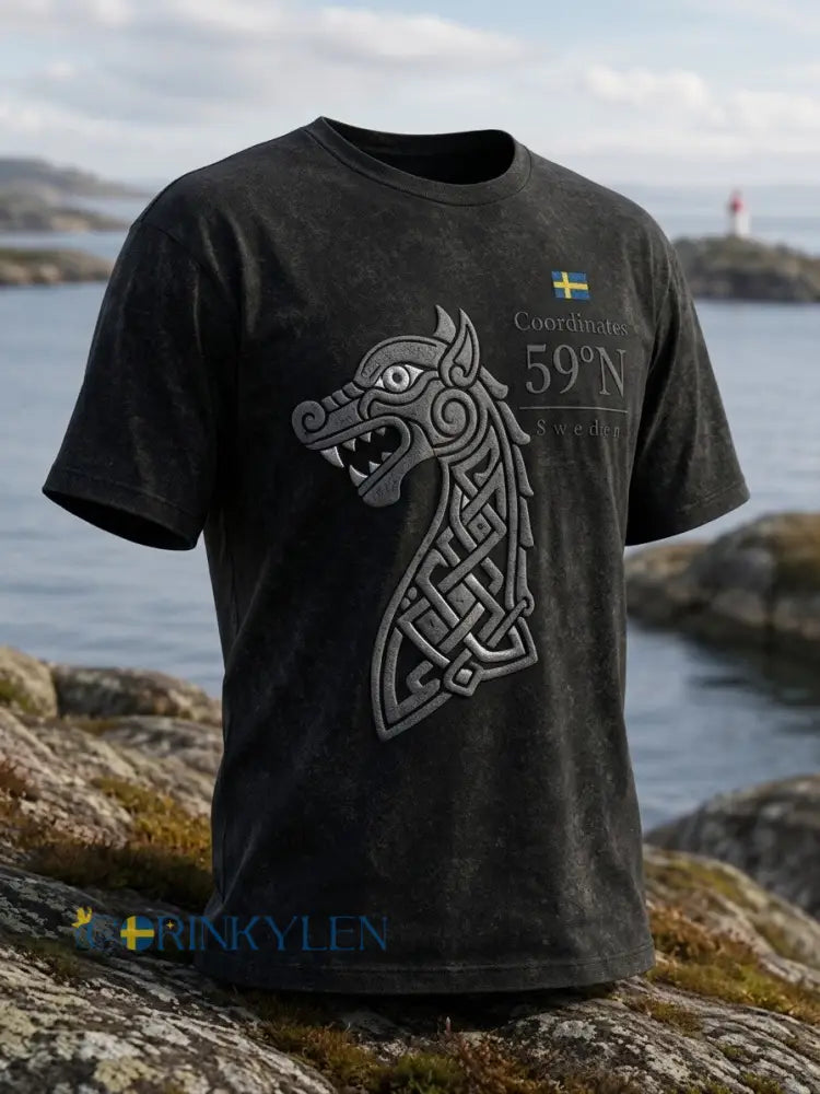 Mans Vintage Svenska Birka Vikingaveckor T-shirts - svart / S