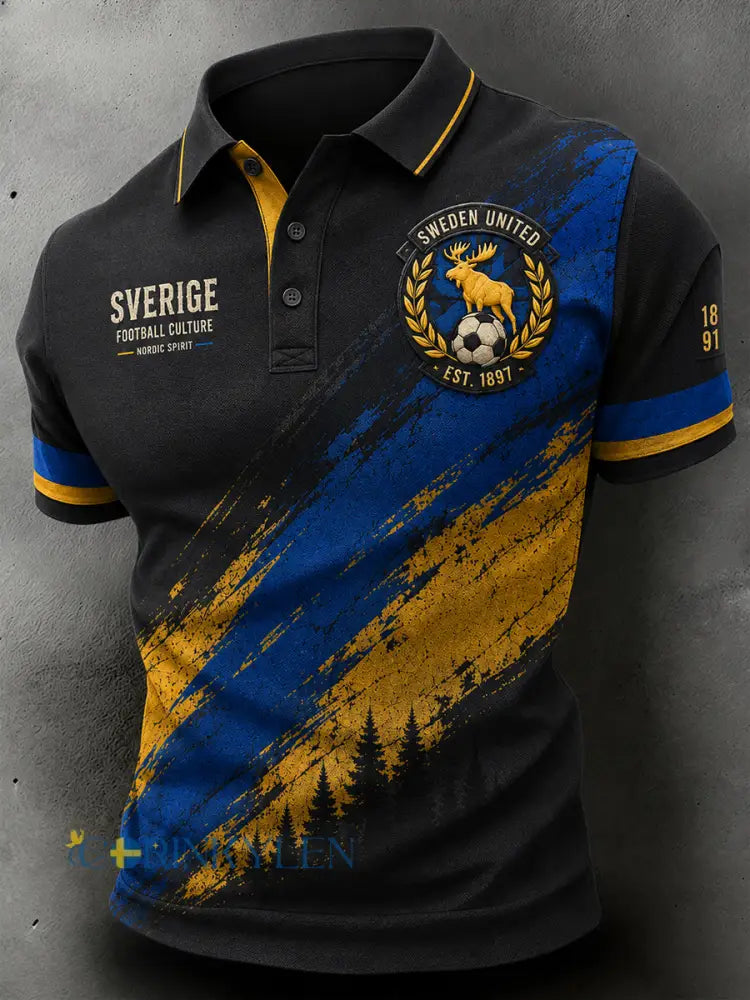 Manspolotröja med korta ärmar och fotbollsmönster - A / S