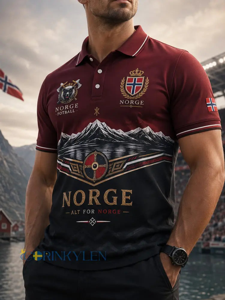 Manspolskort med norsk vikingtema patriotisk kulturell konsttryck - S