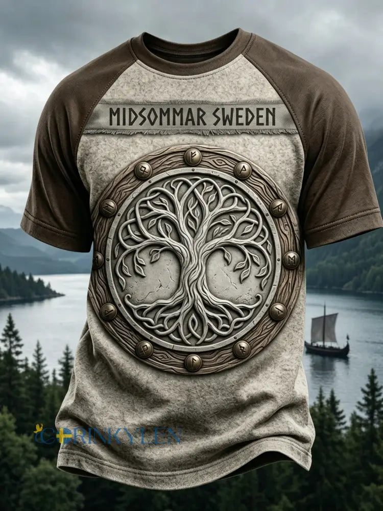 Mansvintage svensk Birka Vikingaveckor T-shirt med korta ärmarna - brun / S