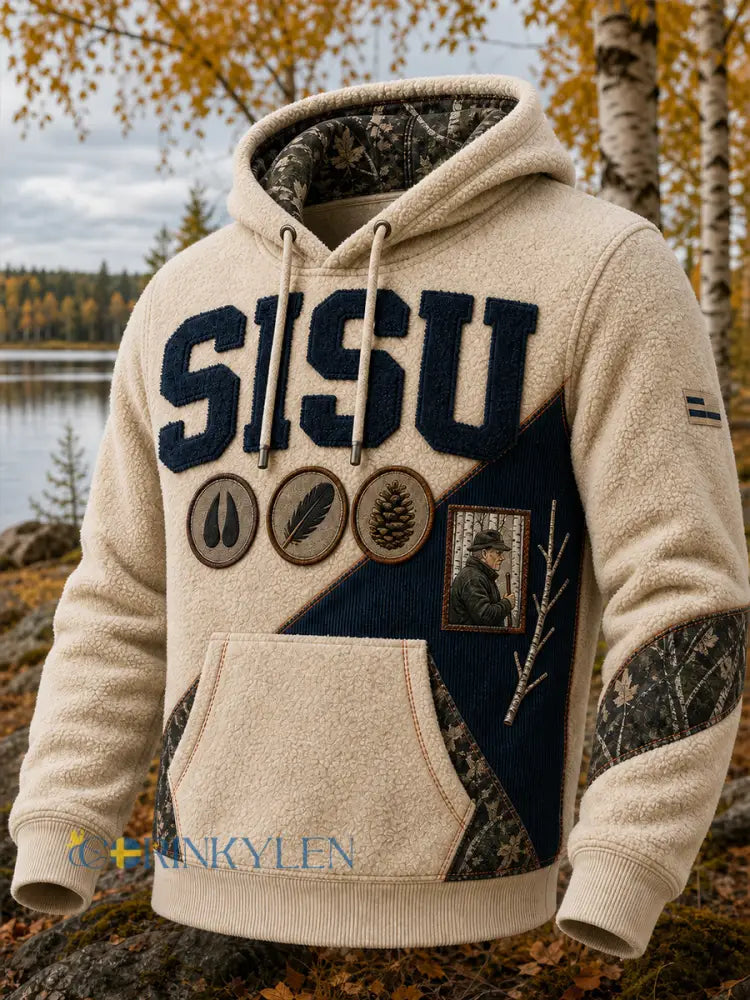 Retro finsk konsttryck avslappnad hoodie - A / S