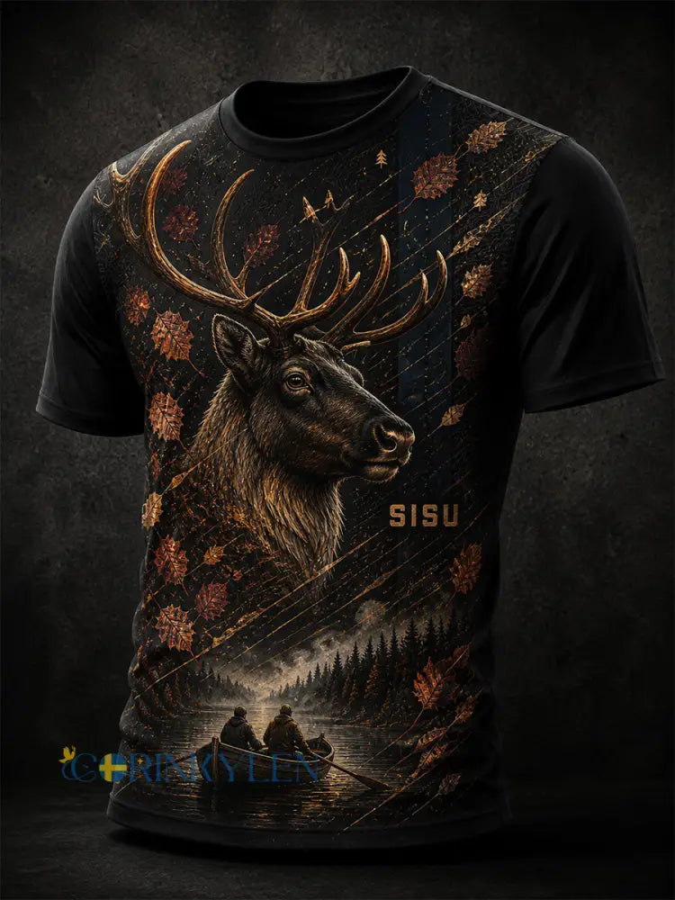 Retro finsk konsttryck avslappnad t-shirt - A / S