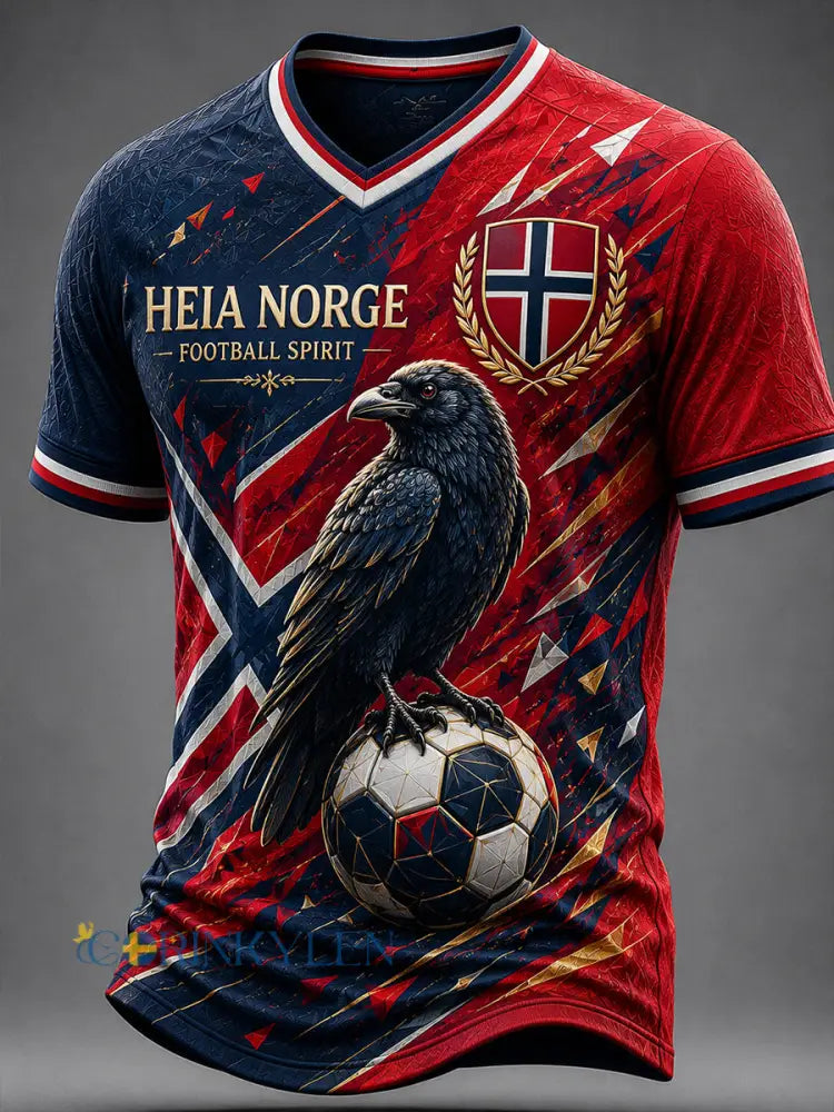 Retro fotbollssupporterartprint i nordisk stil från Norge – avslappnad t-shirt - A / S