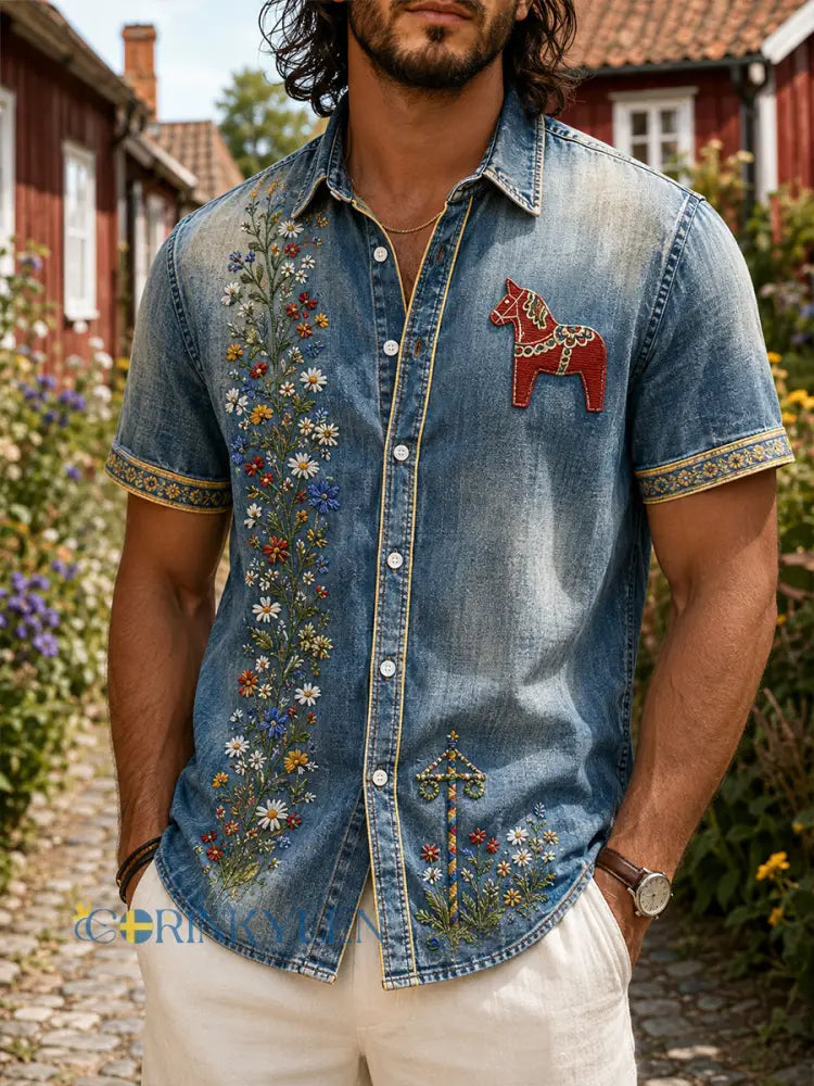 Retro midsommarblommig karusellkonsttryck avslappnad bekväm tröja - A / S