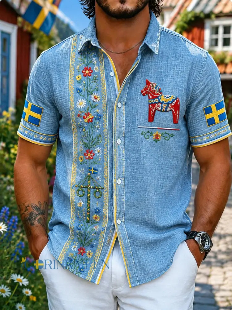 Retro midsommarblommig karusellkonsttryck avslappnad bekväm tröja - A / S