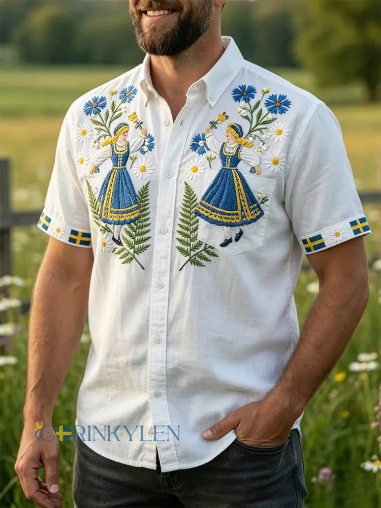 Retro midsommarfest konsttryck avslappnad tröja - A / S