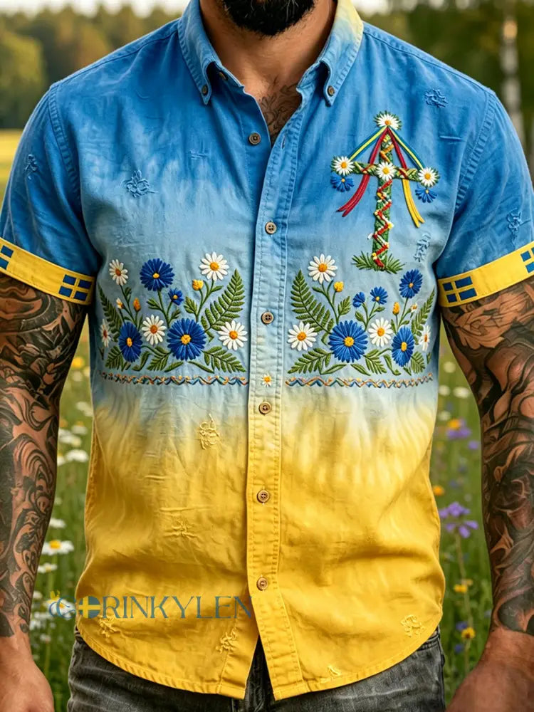 Retro midsommarfest konsttryck avslappnad tröja - A / S