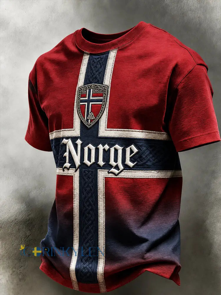 Retro nordisk norsk viking skandinavisk konsttryck avslappnad t-shirt - A / S