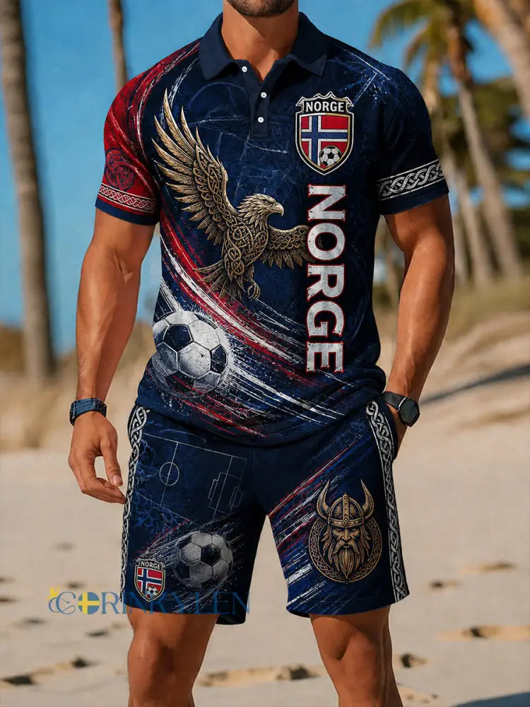 Retro nordisk stil – fotokonstprint för Norgesupportrar – avslappnad sportmode 2-delat set - A / S