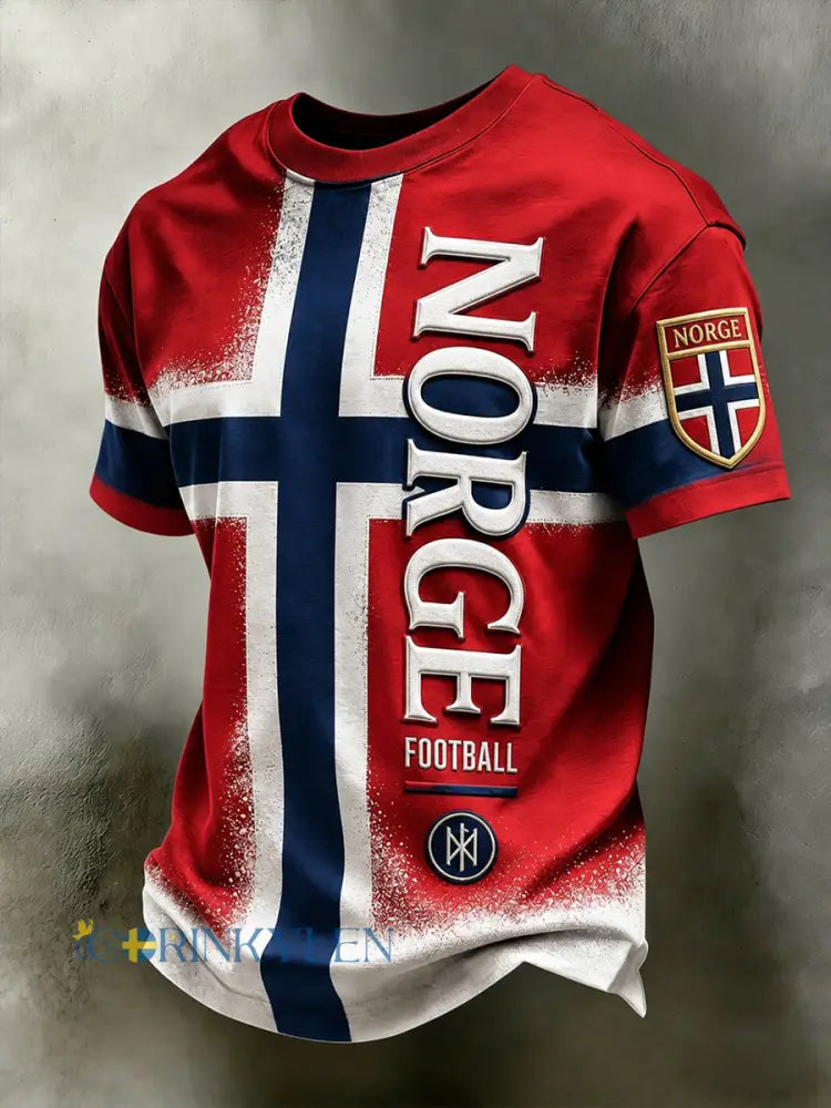 Retro nordisk stil Norge fotbollsupporterkonsttryck avslappnad tröja - A / S