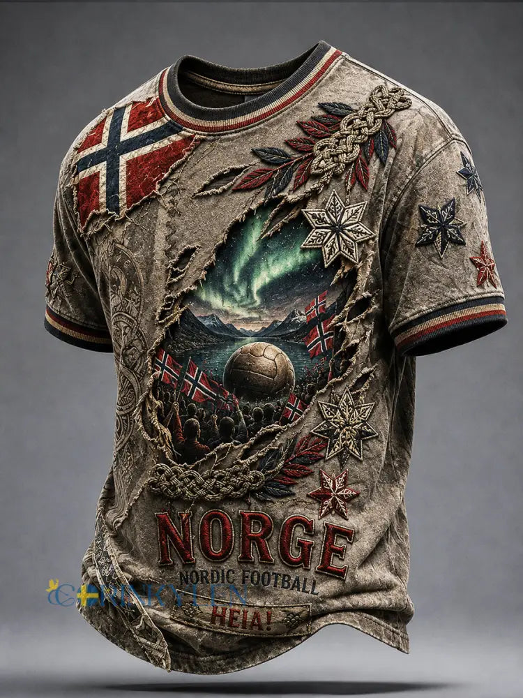 Retro nordiskt grafiskt vardagst-shirt i vikingastil - A / S