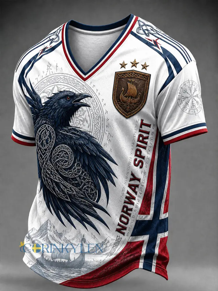 Retro nordiskt grafiskt vardagst-shirt i vikingastil - A / S