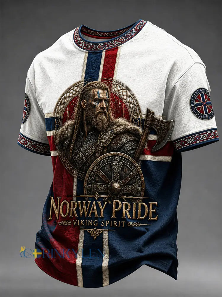 Retro nordiskt grafiskt vardagst-shirt i vikingastil - A / S