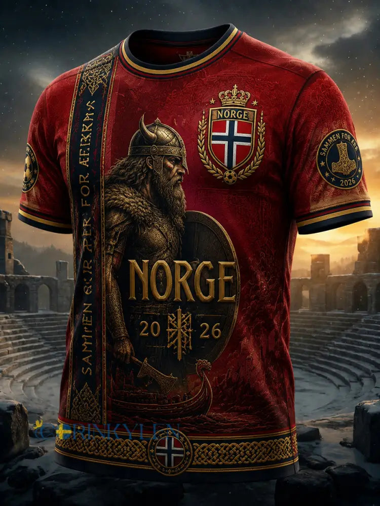 Retro Norge 2026 Fotboll vikingad T-shirt - som bild / S
