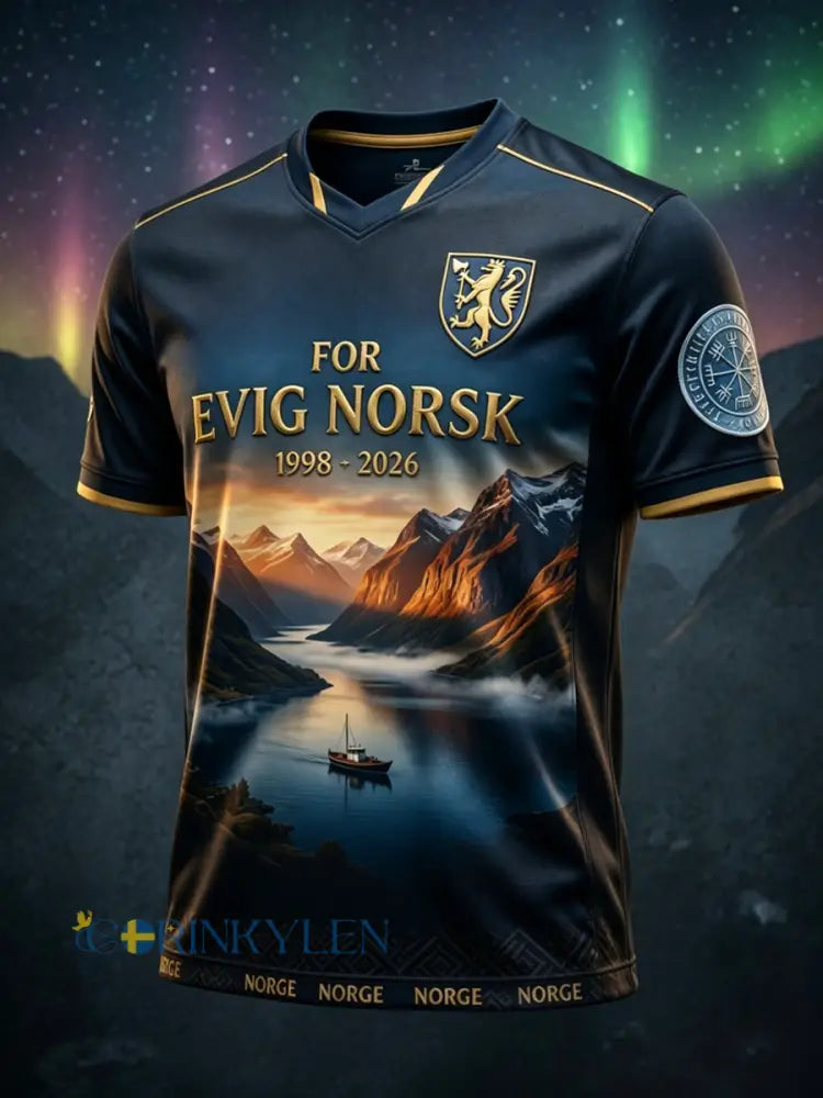 Retro Norge 2026 Fotbollsfläktsfläckande T-shirt - som bild / S