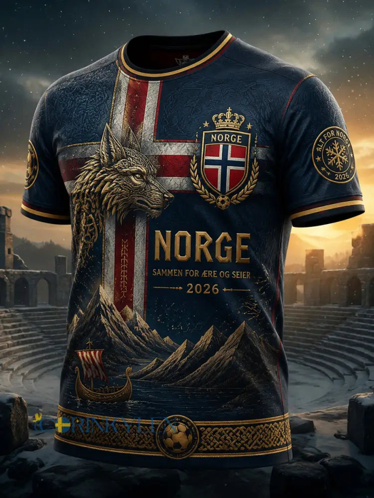 Retro Norge 2026 Fotbollskasual T-shirt - som bild / S