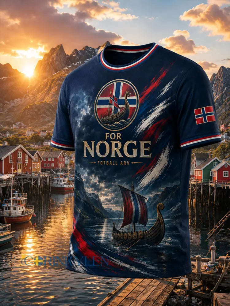 Retro norsk fotbollssupporterstil nordisk konsttryck avslappnad t-shirt - A / S