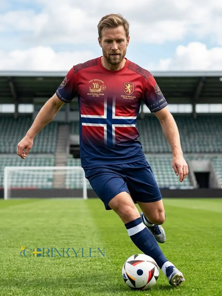Retro norska fotbollsfläckande T-shirt