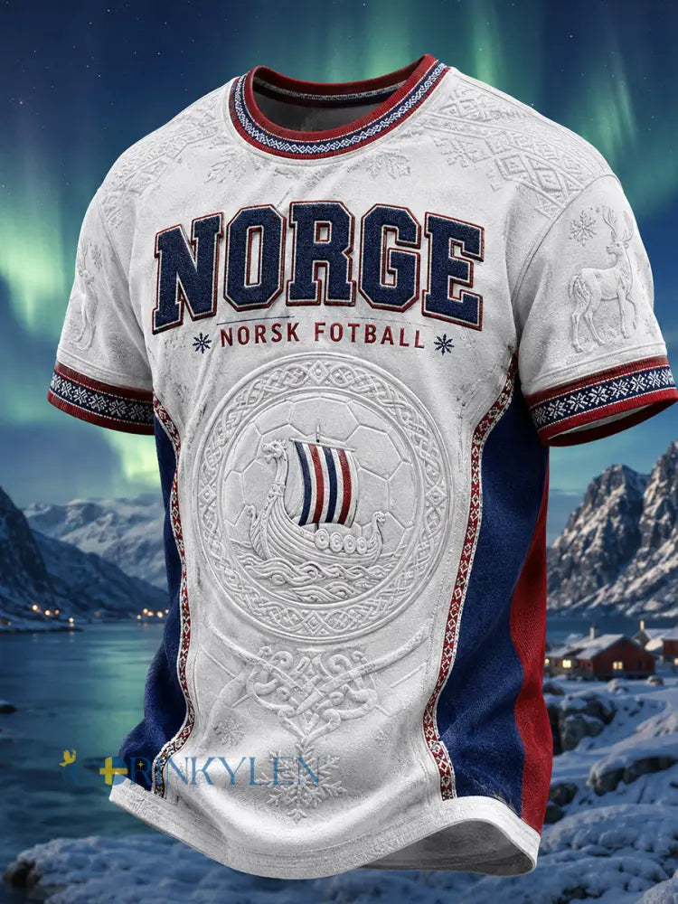 Retro norska fotbollsfläkt konst Print Casual T-shirt - A / S