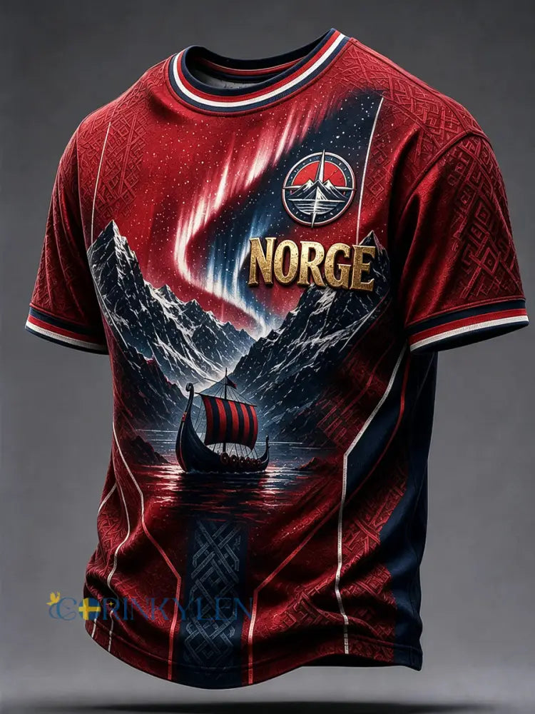 Retro norska “framåt” Fotboll Konstnärlig Casual T-shirt - som bild / S