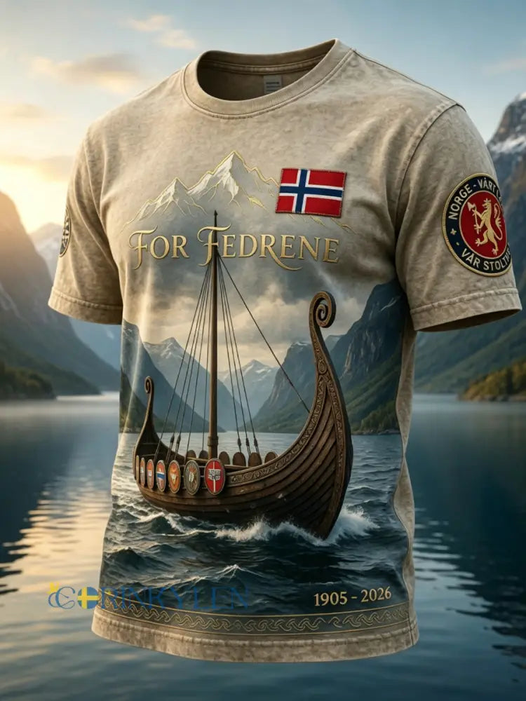 Retro norska ”framåt” Konstnärliga Totem Casual T-shirt - som bild / S