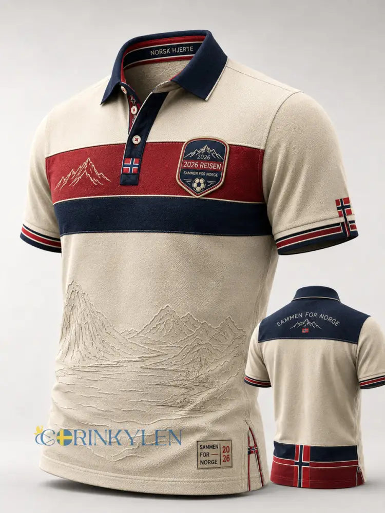 Retro Norwegian 2026 fotbollsstridig konst Casual Polo tröja - som bild / S
