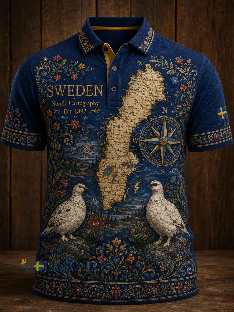 Retro svensk djurprint avslappnad pikétröja - A / S