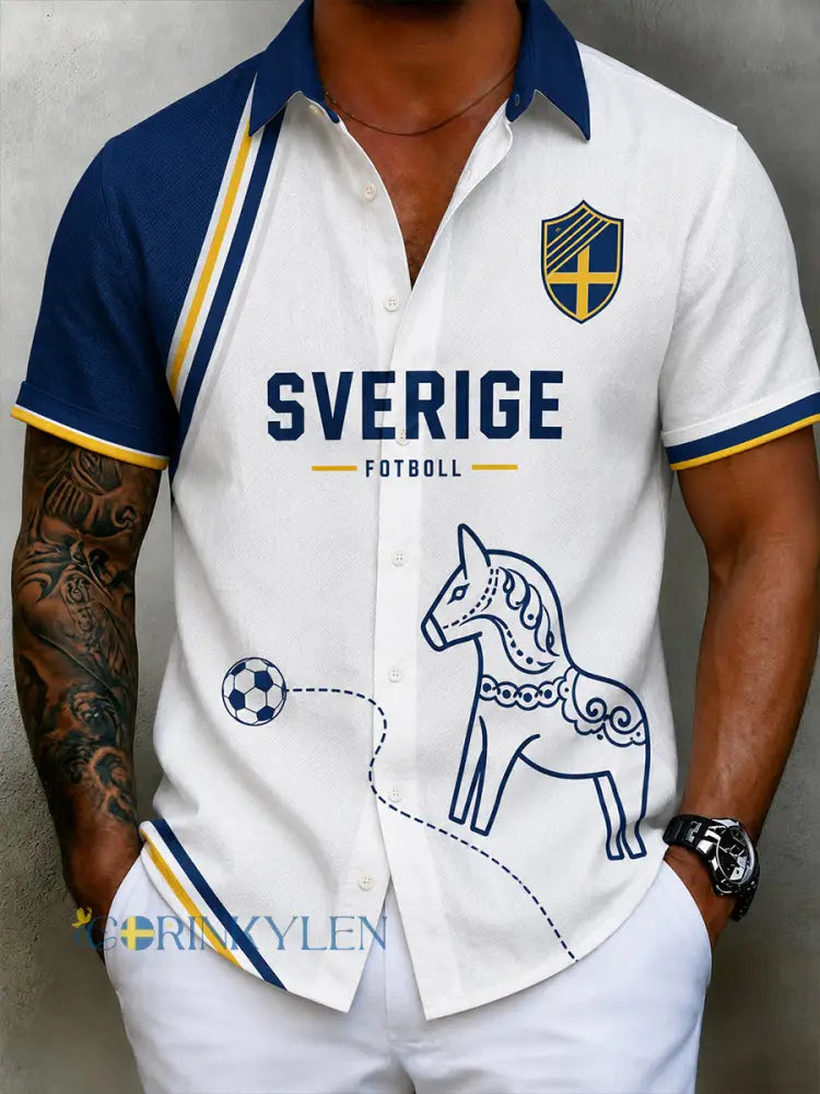 Retro svensk fotbollsfan konsttryck avslappnad bomull-linnekjol - A / S