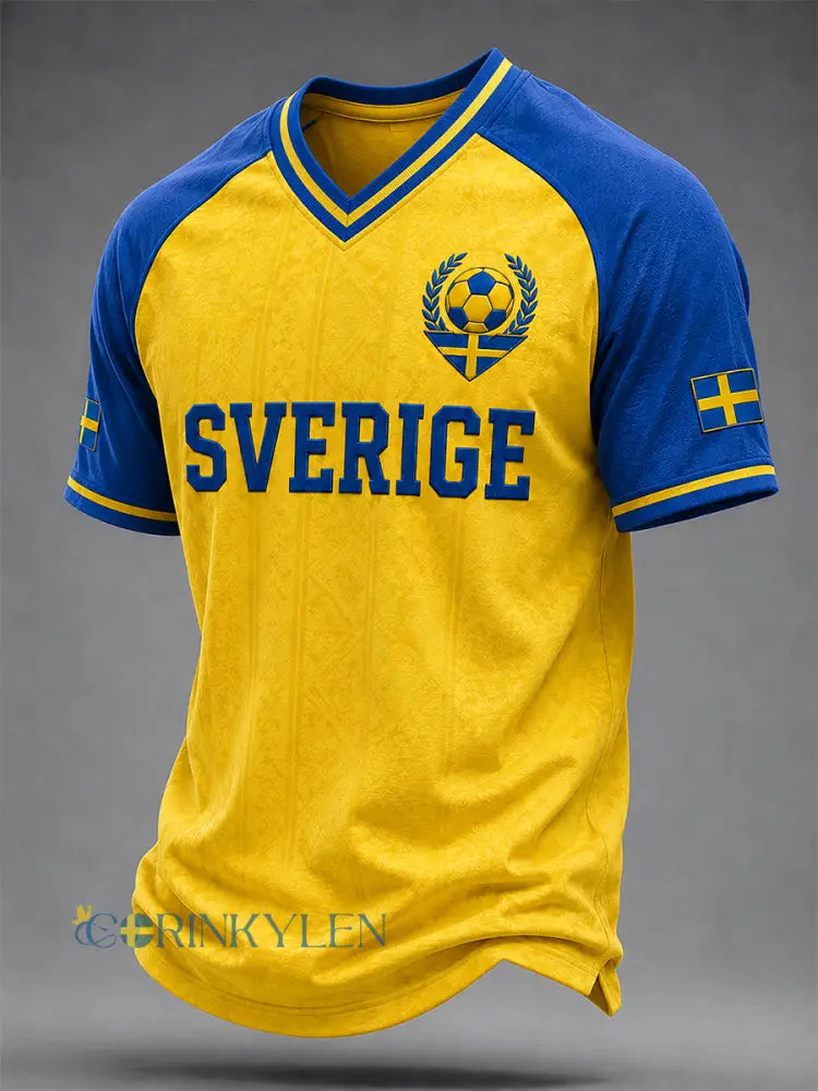 Retro svensk fotbollsfan-konsttryck avslappnad t-shirt - A / S