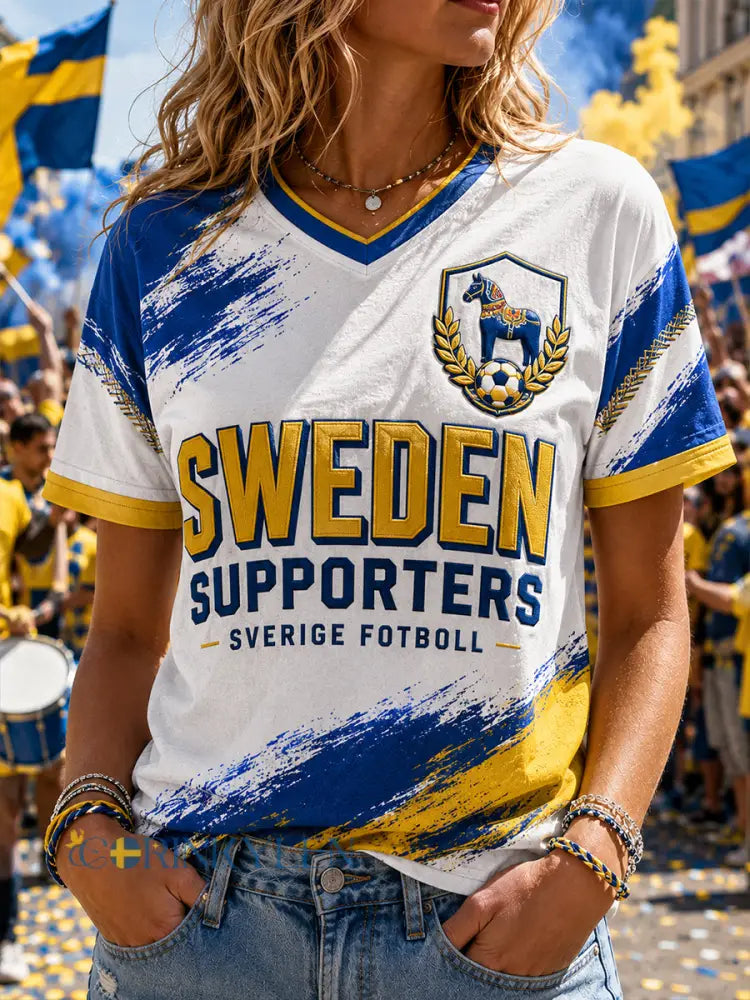 Retro svensk fotbollsfan-konsttryck avslappnad t-shirt - A / S