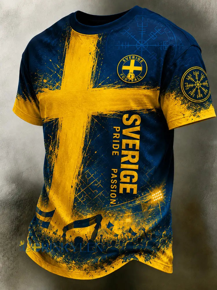 Retro svensk fotbollsfan-konsttryck avslappnad t-shirt - A / S