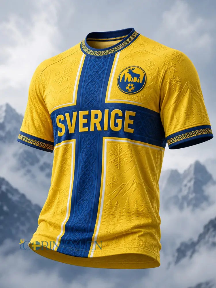 Retro svensk fotbollsfan-konsttryck avslappnad t-shirt - A / S
