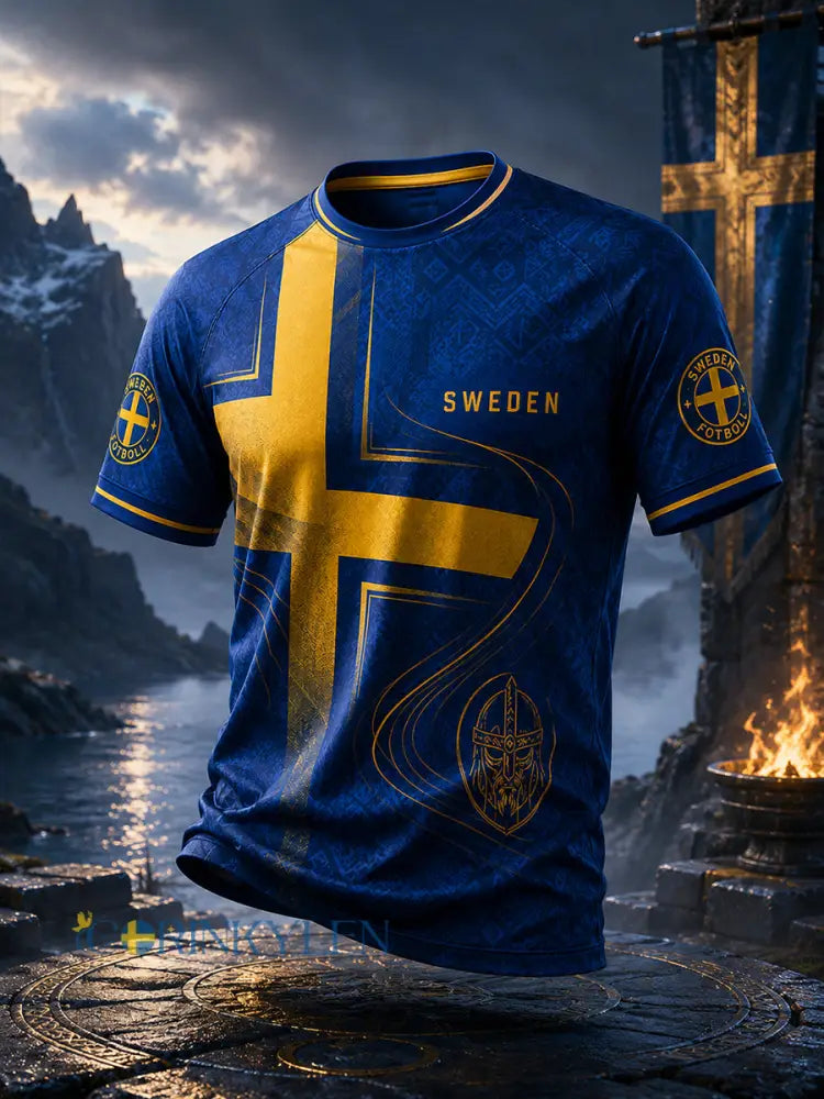 Retro svensk fotbollsfan-konsttryck avslappnad t-shirt - A / S