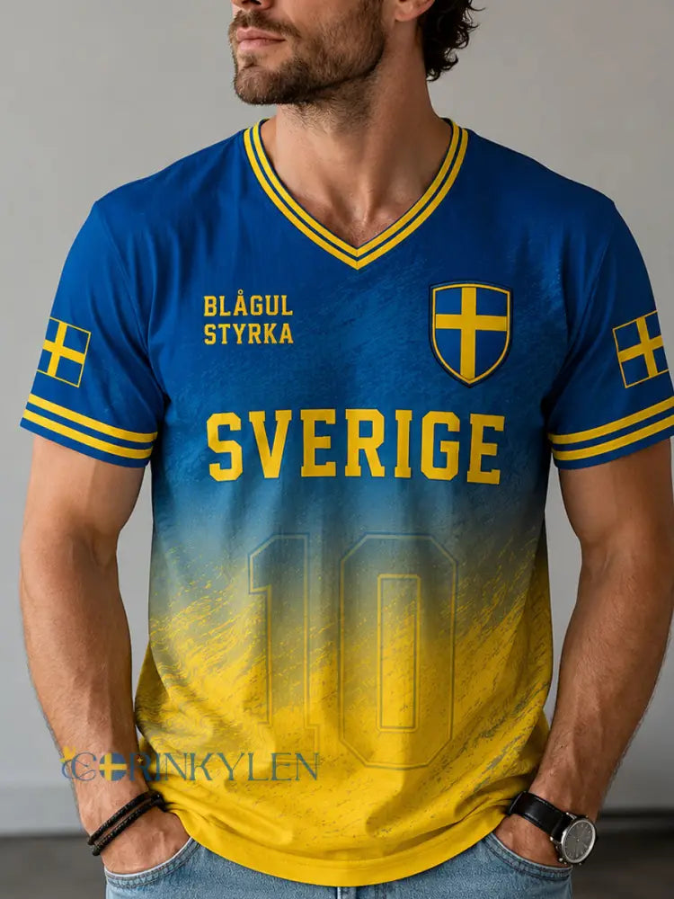 Retro svensk fotbollsfan konsttryck avslappnad t-shirt - A / S