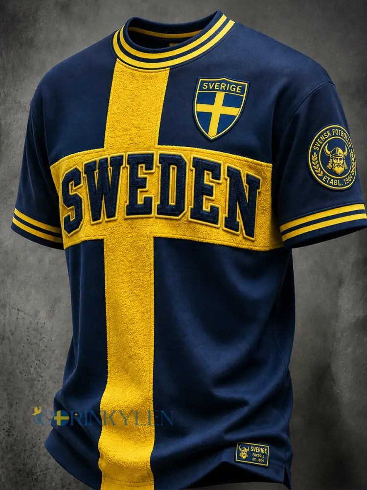 Retro svensk fotbollsfan-konsttryck avslappnad t-shirt - A / S