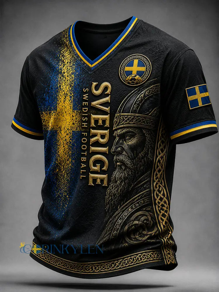 Retro svensk fotbollsfan-konsttryck avslappnad t-shirt - A / S