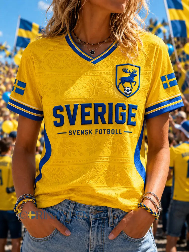 Retro svensk fotbollsfan-konsttryck avslappnad t-shirt - A / S